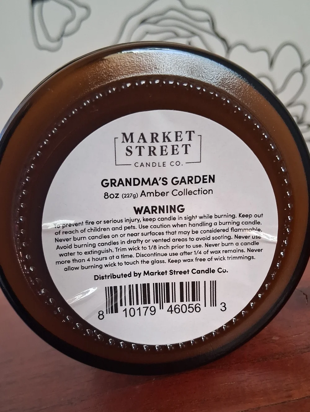 Market Street Grandma's Garden Soy Candle — Amber Glass with Black Lid 8oz